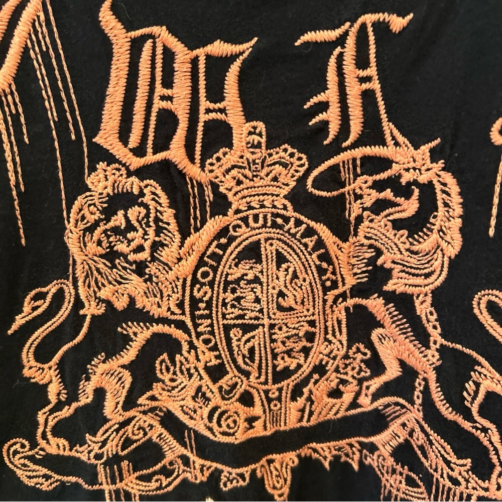 Johnny Was LA Black Long Sleeve Embroidered Shirt Top Floral Logo Amour Heart M - Picture 13 of 14